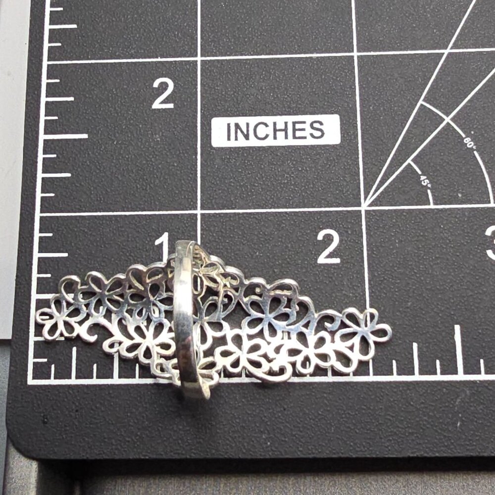 VTG Sterling Silver Floral Lace Ring Size 10 Full Finger Signed JCM - Picture 6 of 11